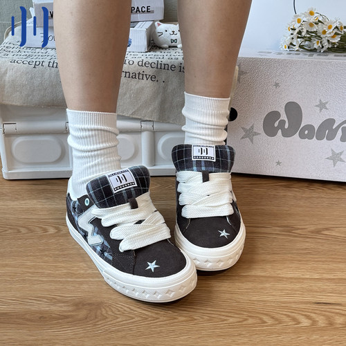 顽刻ollieskate贝果棕色星星春季BAKE休闲低帮W软底男女面包板鞋 - 图0