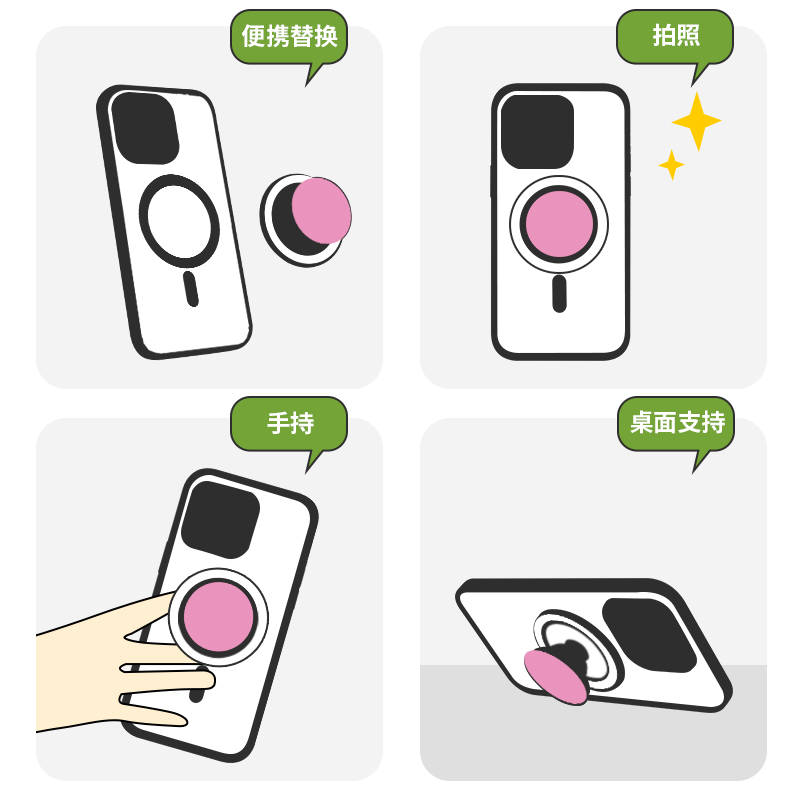手机支架新款磁吸气囊支撑便携式可调节桌面追剧春夏季花强吸附力 - 图3