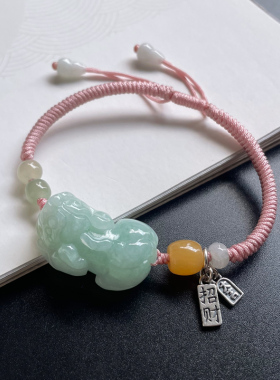 原创翡翠招财貔貅男女手链国风