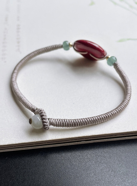 男女款朱砂平安扣手绳气质简约
