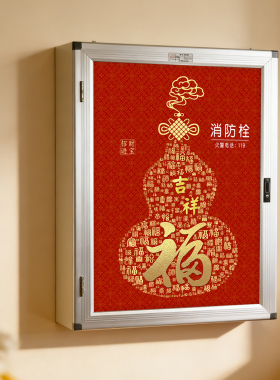 消防栓装饰遮挡贴新中式福字