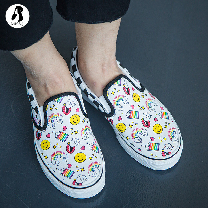 金小姐VANS正品Slip-On笑脸涂鸦印花低帮一脚蹬板鞋VN0A4U382NI-金小姐正品代购- 淘优券