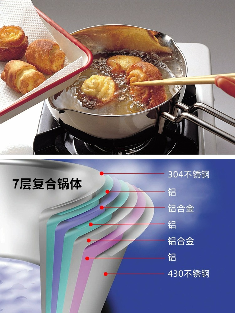 日本进口宫崎制作所雪平锅片手锅GEO七层不锈钢行平锅奶锅温莎锅 - 图1