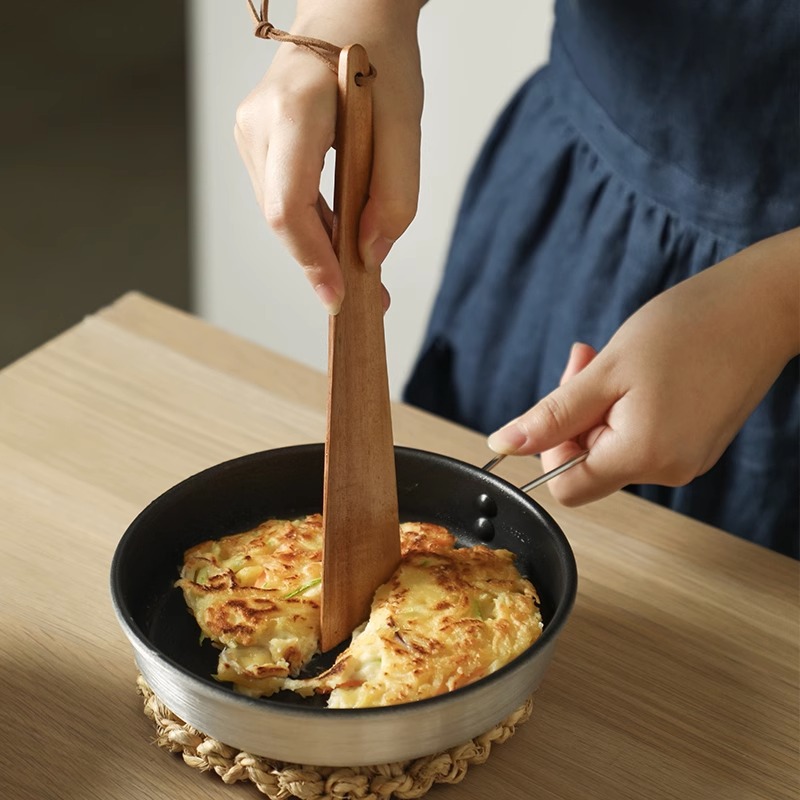 日本霜山小巧三角木铲露营轻便平铲宝宝辅食锅铲平底锅炒菜煎铲子 - 图2