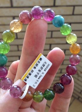 高性价比天然碧玺手链手串圆珠