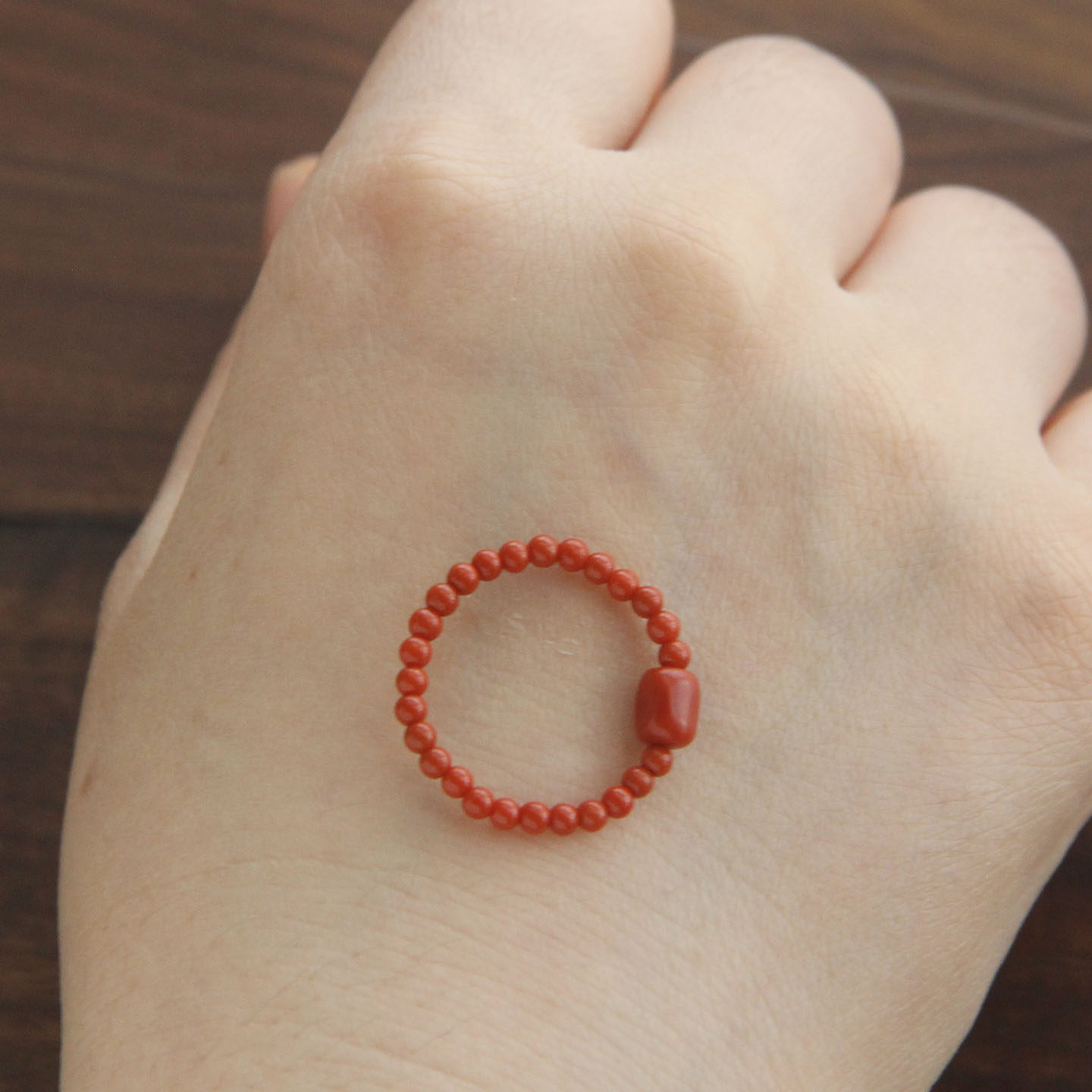Natural genuine beads ins trendy south red ring ring