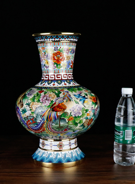 百鸟朝凤景泰蓝花瓶商务工艺品