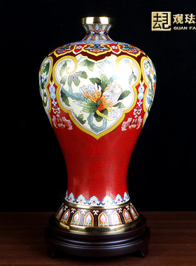 景泰蓝梅瓶多子多福花瓶摆件