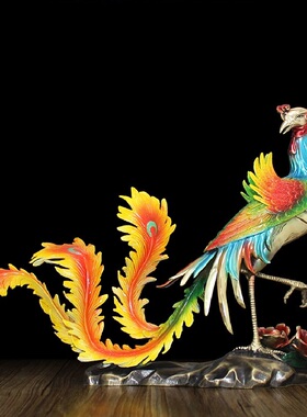 百鸟朝凤铜彩摆件客厅玄关工艺品