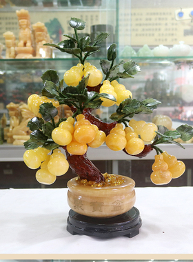 葫芦风水招财玄关礼品玉石盆景