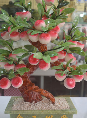 玉石桃子树门厅送礼招财装饰品
