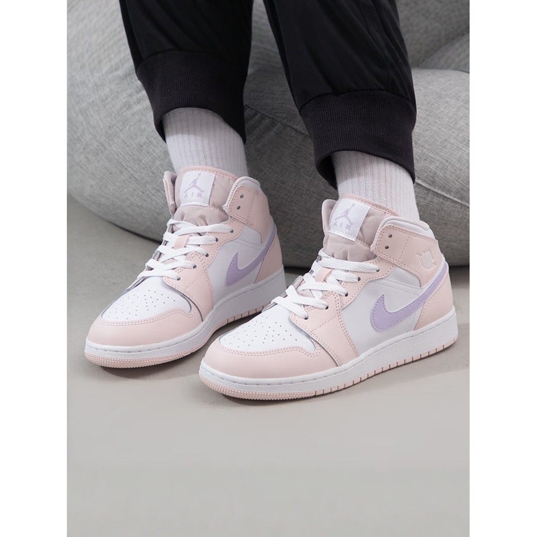 Jordan乔丹粉紫高帮运动鞋正品AJ1板鞋新款复古女鞋减震休闲鞋子,淘宝优惠券,粉丝福利购,淘宝优惠卷