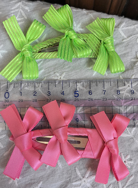 现货 个性荧光亮绿粉色BB夹头饰 少女重工蝴蝶结发夹侧边夹刘海夹