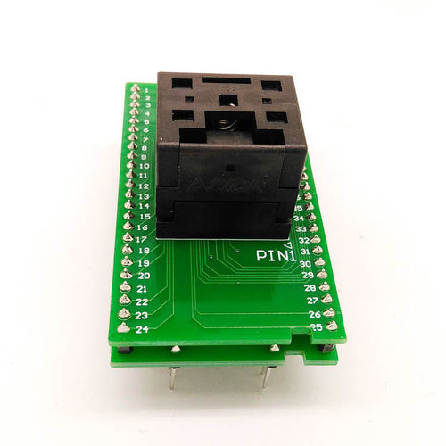 QFN48 芯片烧录座 0.4间距 测试座 翻盖弹片烧写座 双层板 双排针 - 图0