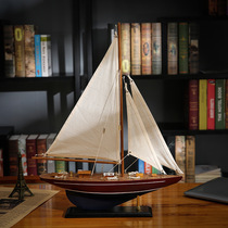 One Sail Smooth Sailing Model Swing Piece American Single Pole Ship Solid Wood Handicraft Home Residence Decoration Creative Birthday Present