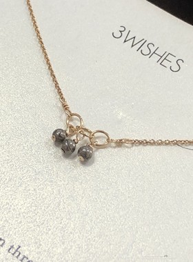 三个愿望三颗黄铁铜矿石小珠银镀金链许愿项链 美国 Dogeared正品
