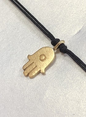 hamsa小手手绳  金色守护之手 黑色抽绳手绳 美国 Dogeared 正品
