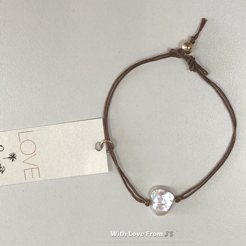 停产款 上蜡亚麻线 LOVE 心形贝母许愿手绳 美国Dogeared正品 - 图2