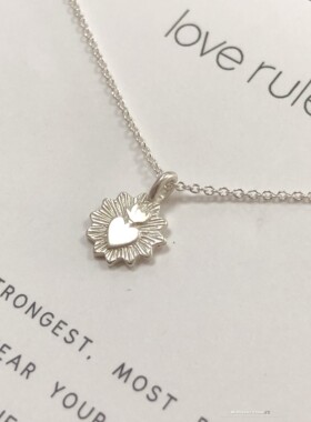 love rules爱情规则许愿项链 爱心光芒银色锁骨链 Dogeared 正品