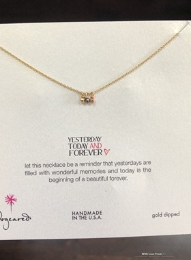 三色珠许愿项链 昨天 今天  银镀金链 镭射珠混搭 Dogeared正品