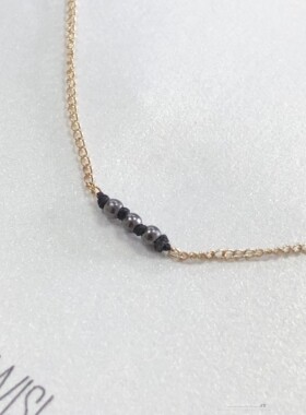 三个愿望三颗碳灰色小珠珠银镀金链许愿项链 美国 Dogeared正品