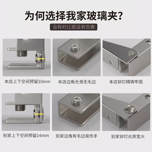 旋转角码玻璃柜门合页铰链亚克力展示柜天地门轴上下夹免开孔折页-图0