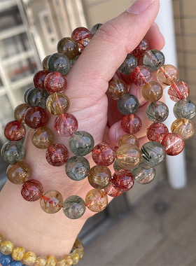 10mm冰种通透彩发晶手链水晶手链轻奢小众ins水晶饰品直销