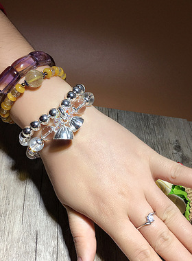 水晶手链白水晶925银莲蓬复古饰品女夏闺蜜礼物饰品一手货源