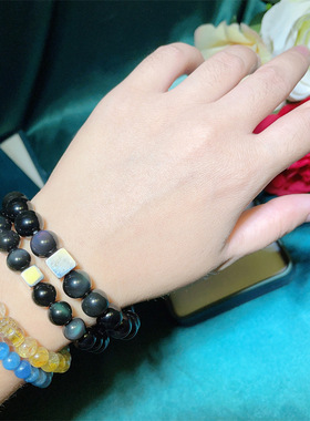 男女款彩眼黑曜石手链小众闺蜜礼物 水晶串珠饰品一手货源手饰