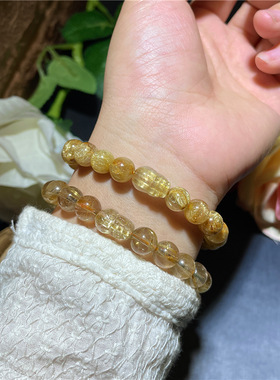 满发顺发通透金发晶貔貅水晶手链简约单圈小众设计感闺蜜手串