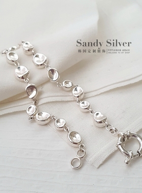 S925纯银实心小豆子闪亮手链女女
