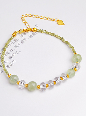 S925银葡萄石白水晶算盘珠手链