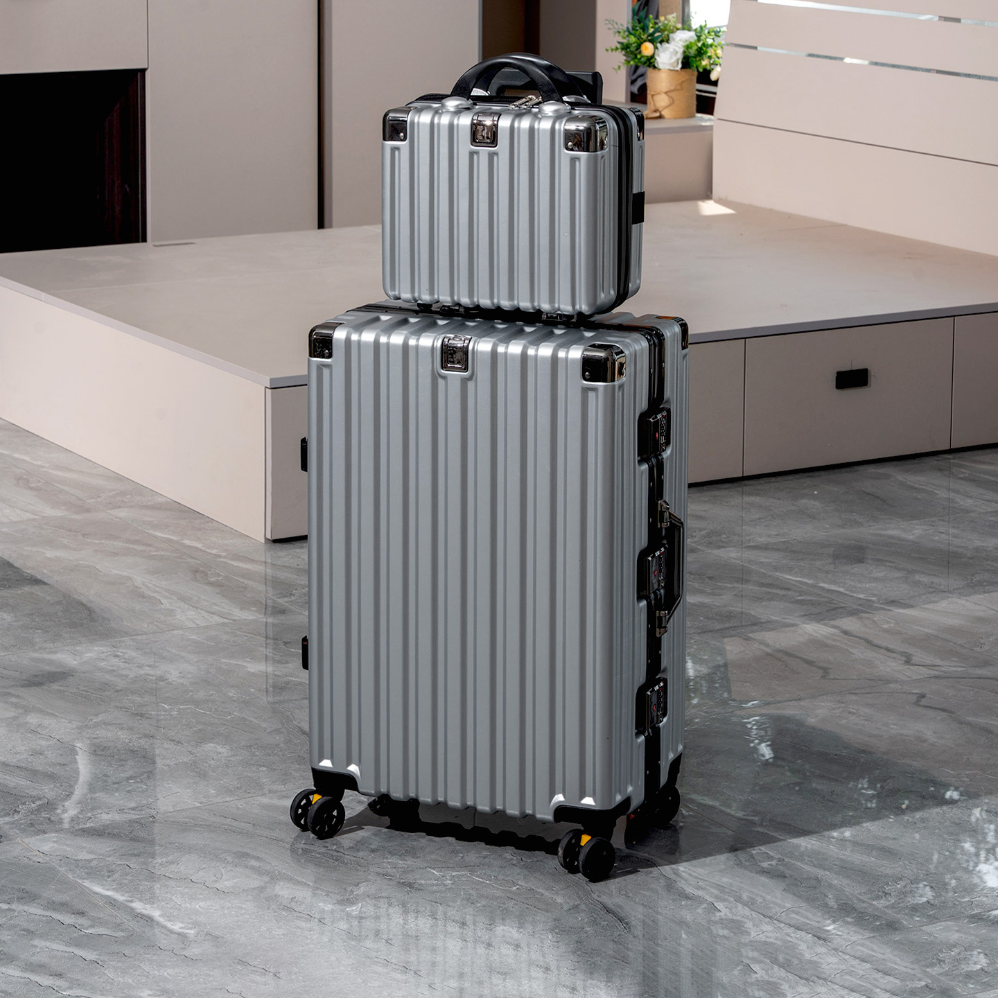 袋鼠高品质旅行行李拉杆箱可上飞机男20寸结实耐用密码登机子母箱 - 图1