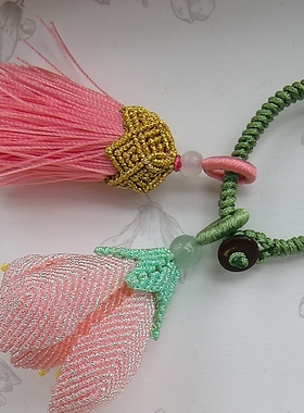 上绳记手工精编玉兰花流苏挂件包挂钥匙扣挂件手机链DIY