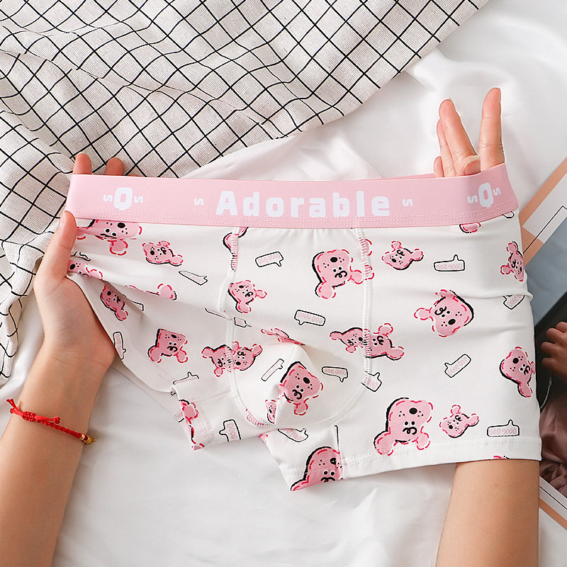 送男朋友礼物男士四角内裤秋冬季棉质青少年可爱小狗运动平角裤头