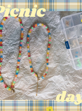 自制手工花朵choker项链长款短款童趣可爱 口罩眼镜防丢链