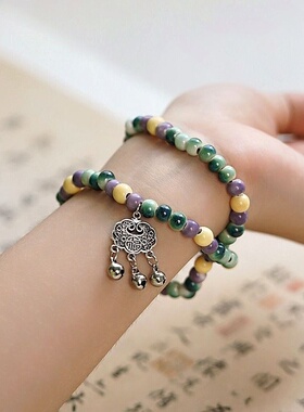 景德镇陶瓷手链夏季女高级感平安锁礼物新中式古风串珠小饰品