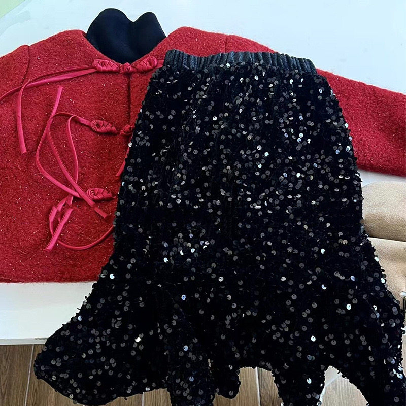 女童时尚亮片鱼尾裙2025秋冬韩版儿童黑色洋气公主裙中大童半身裙,淘宝优惠券,粉丝福利购,淘宝优惠卷