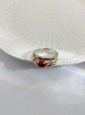 色鸽血红食指时尚小众女百搭开口