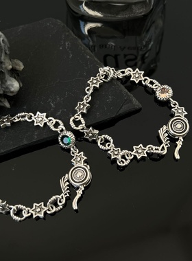 美飒轻奢冷淡风锆石六芒星手链花轮盘项链女手饰轻奢设计感手环