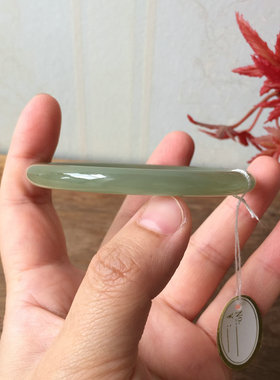 天然和田玉青海料青白玉细圆条镯