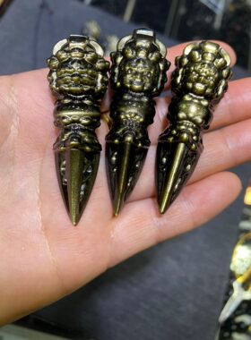 天然墨西哥金曜石 金刚撅金刚杵吊坠 规格:60*19*1mm，