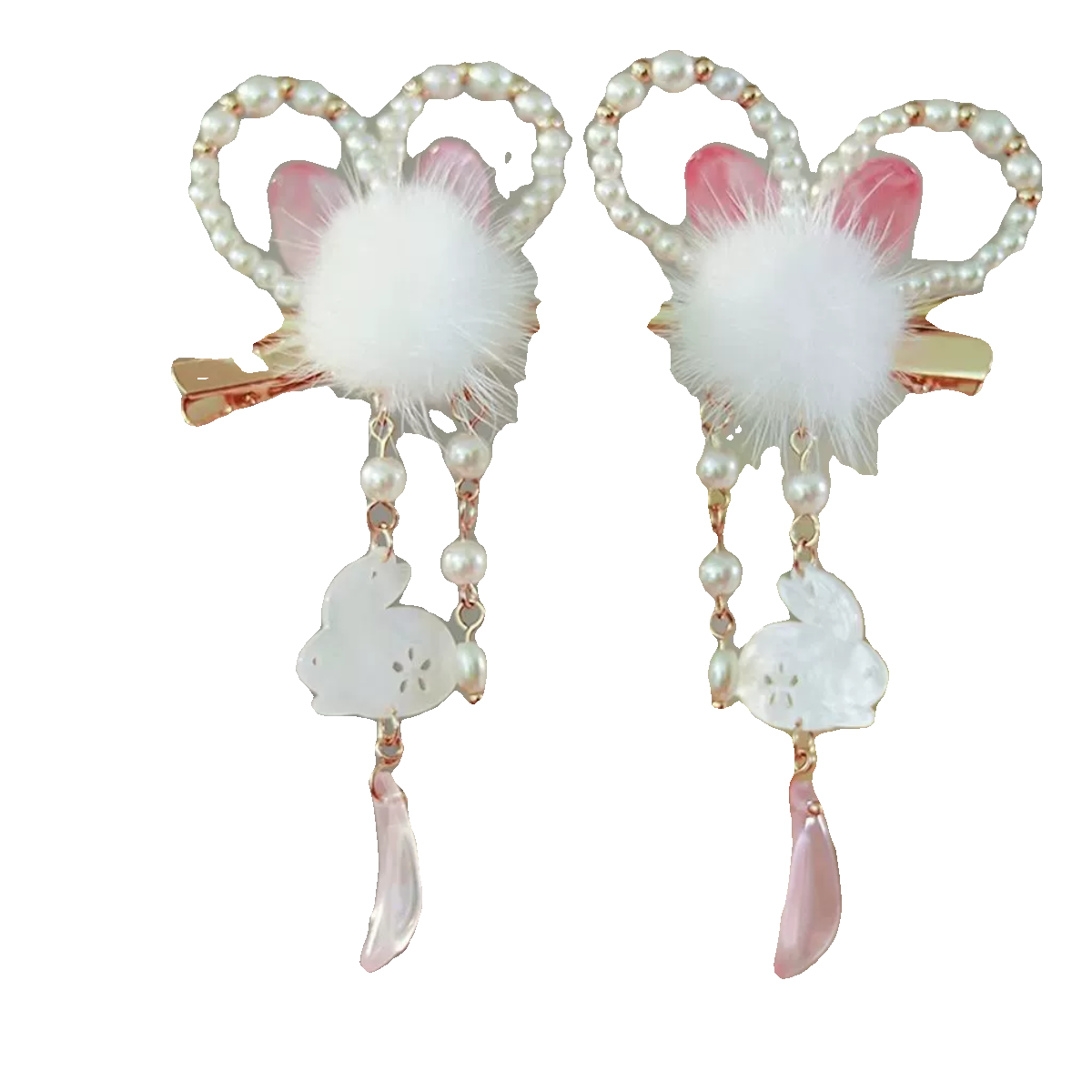 古风毛绒球对夹饰品儿童小兔子耳朵流苏发夹超仙秋冬边夹头饰品,淘宝优惠券,粉丝福利购,淘宝优惠卷