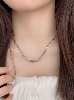 原创设计蛇形颈链绿色锆石锁骨链精致高级感冷淡风项链女轻奢小众