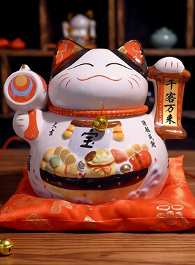 和猫坊大号陶瓷招财猫质感厚重
