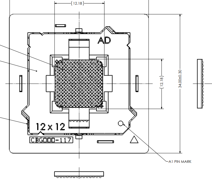 BGA196 测试座 BGA SOCKET 插座CBG196-117AD-B 0.8MM 12*12MM - 图1