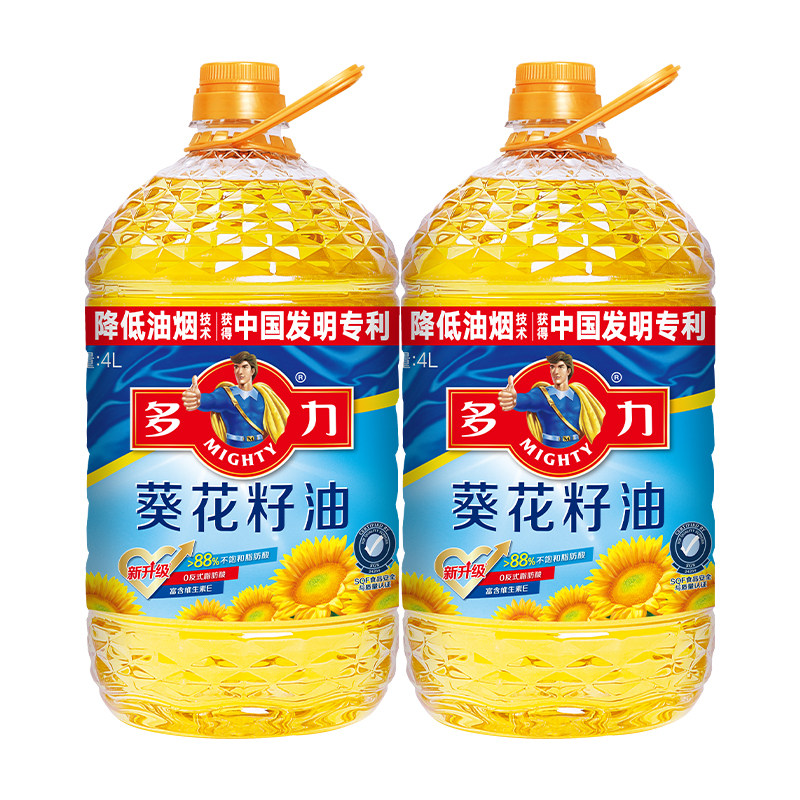 多力葵花籽食用油4L*2物理压榨食用油桶装家用大桶健康清淡好油