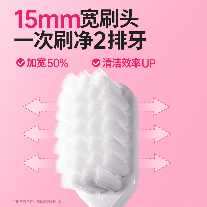 名创优品宽头超软软毛牙刷4支家庭装护龈专用男士女士成人儿童