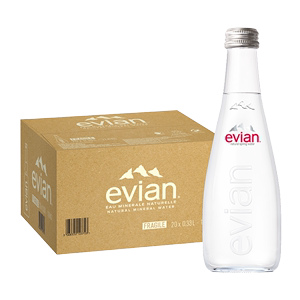 【进口】evian/依云法国高端纯净饮用矿泉水330ml*20瓶整箱玻璃瓶