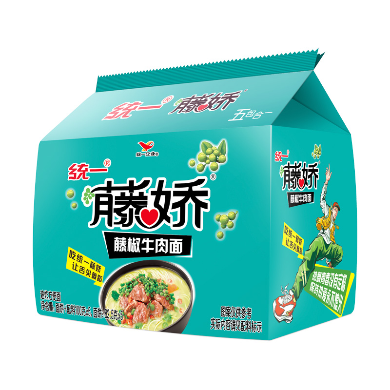 统一方便面麻辣青花椒藤椒牛肉面100g*5袋泡面五合一速食 - 图0